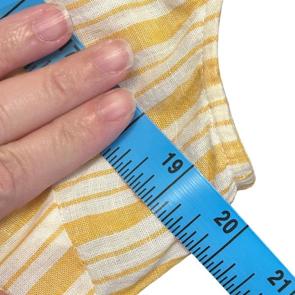 CREMIEUX Sleeveless Striped Button Up Shirt Medium Yellow White Linen Cotton - Picture 6 of 7